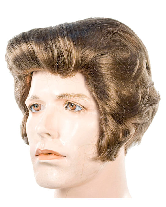 Costume wig, theatre wig, theater wig, mens costume wig, greaser wig, elvis wig, mens 50’s wig, mens 1950’s wig, pompadour wig