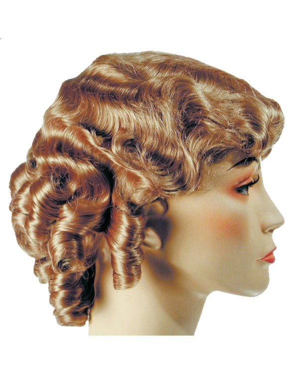 1930s Fingerwave Fluff Wig Medium Chestnut Brown